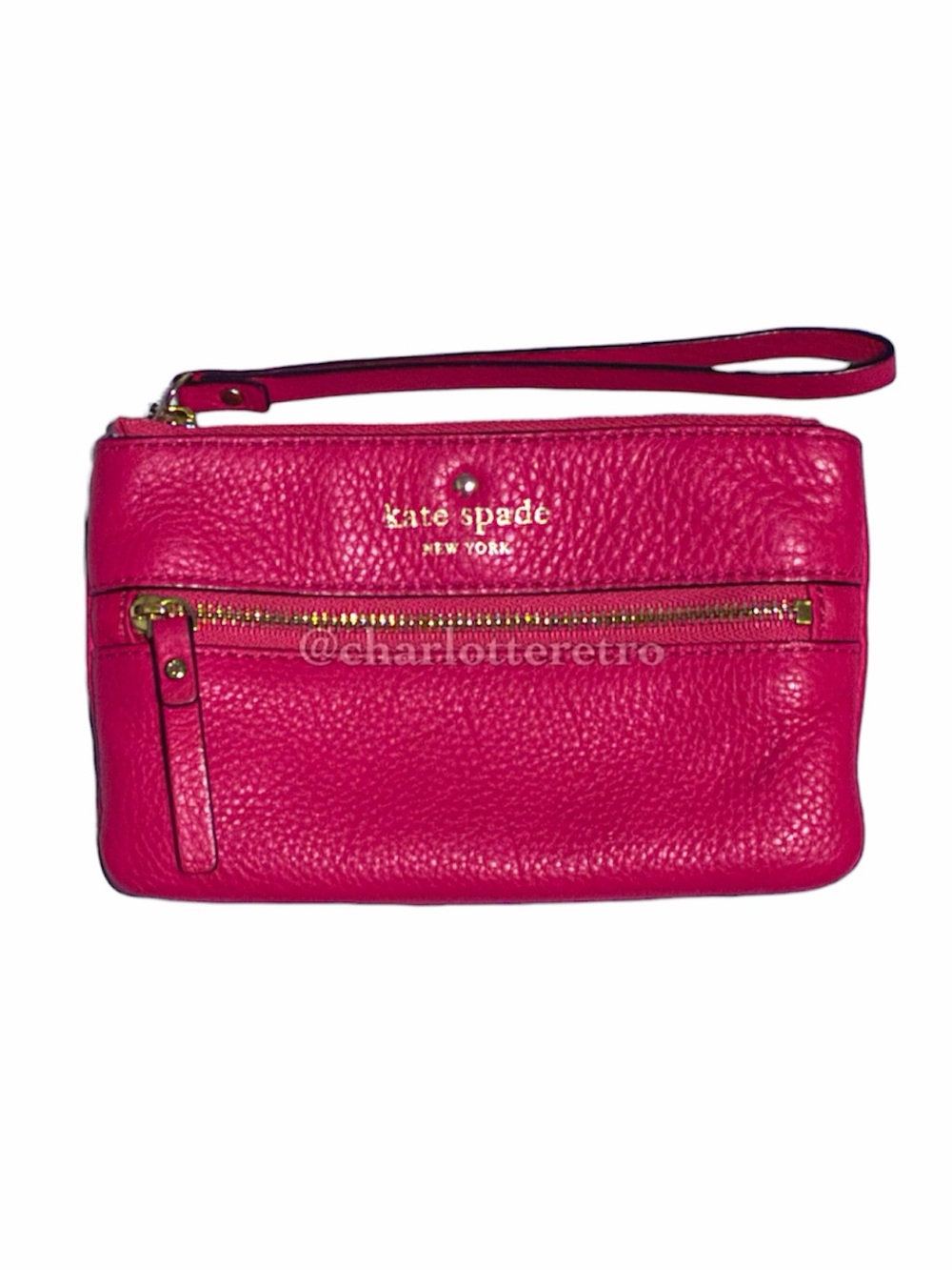 Kate Spade • Cobble Hill Pebble Leather Wristlet • Hot Pink